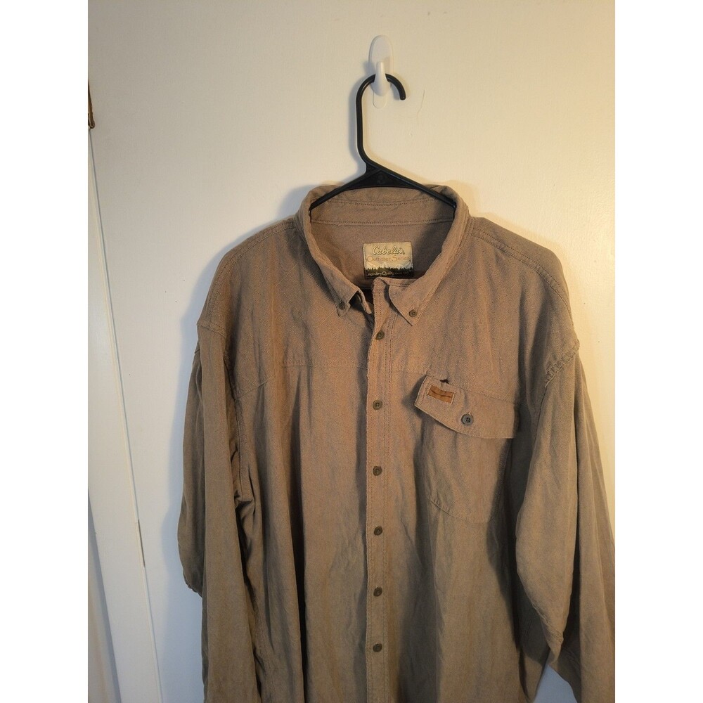 Cabelas Outfitter Series Shirt 2XL Tall Men Brown Nylon Blend Button Up Hiking